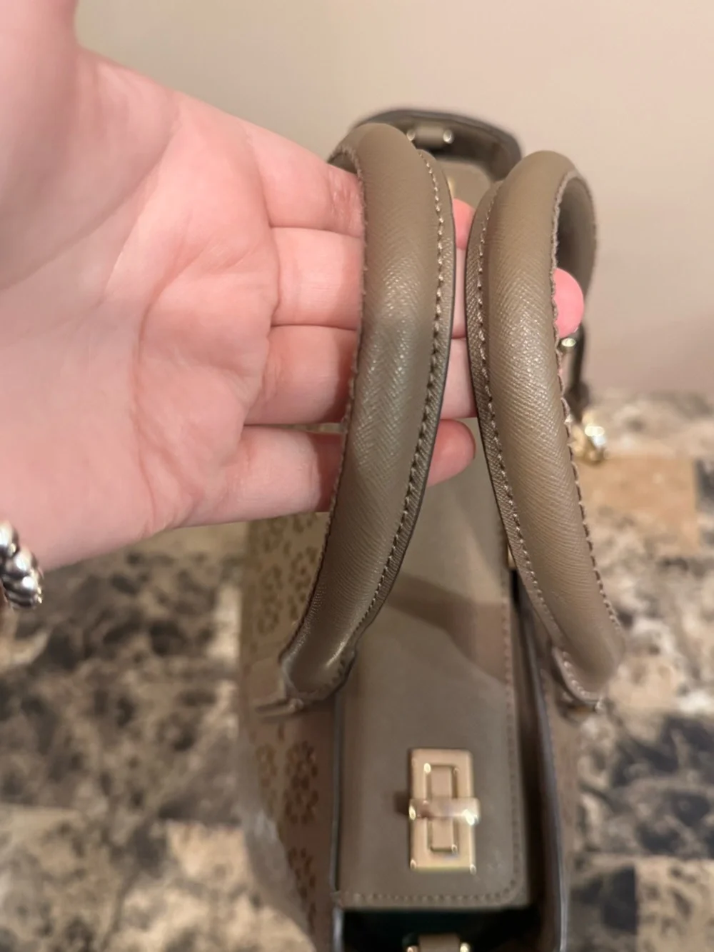 ❌SOLD❌Henri Bendel W 57th Laser-Cut Satchel - Pewter/Metallic Grey - Picture 10 of 15